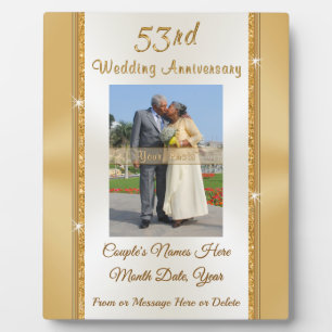 Photo Personalised 53rd Wedding Anniversary Gift Plaque