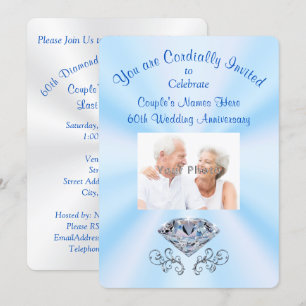 Photo Personalised 60th Anniversary Invitations