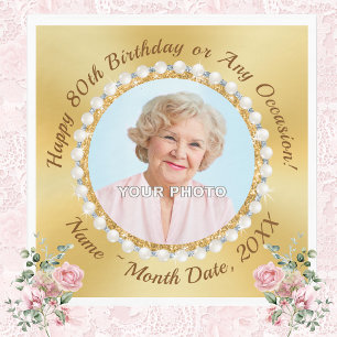 Photo Personalised, 80th Birthday Party Napkins, Napkin