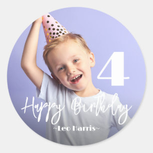 Photo Personalised Birthday Classic Round Sticker