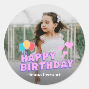 Photo Personalised Birthday Classic Round Sticker