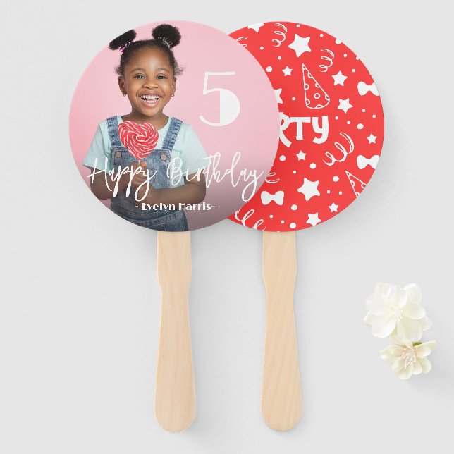 Photo Personalised Birthday Hand Fan (Front and Back)