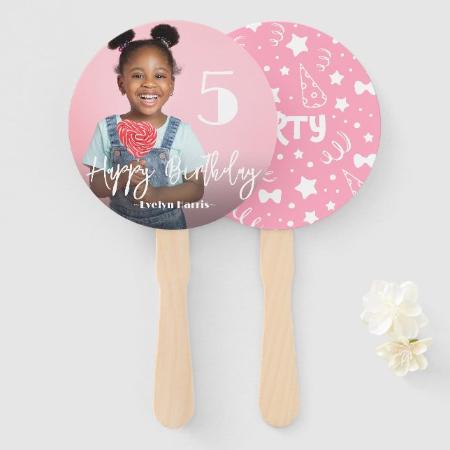 Photo Personalised Birthday Hand Fan (Front and Back)