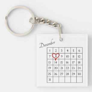 Photo Personalised Calendar Wedding Anniversary Key Ring