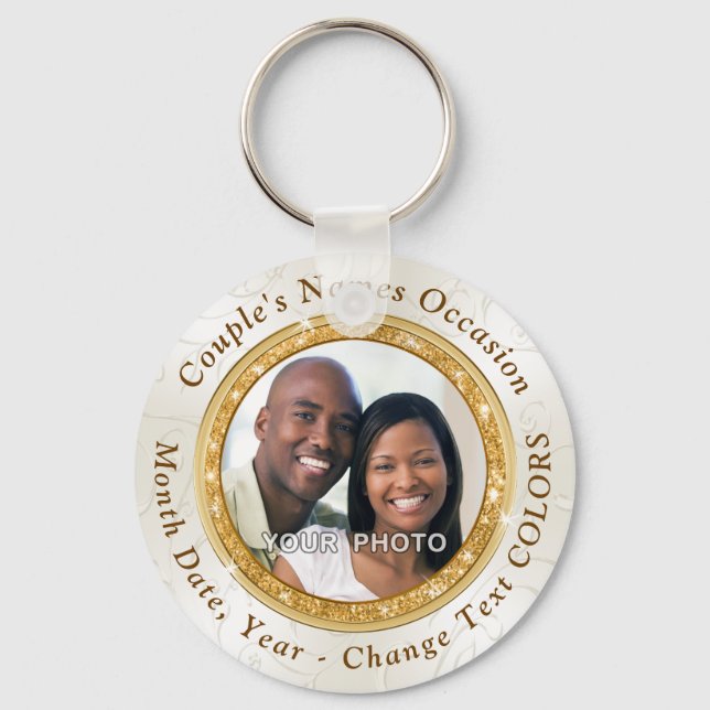 Photo Personalised Cheap Wedding Party Favours Key Ring (Front)