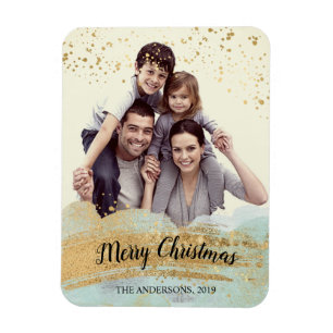 Photo personalised Christmas magnet, gold mint Magnet