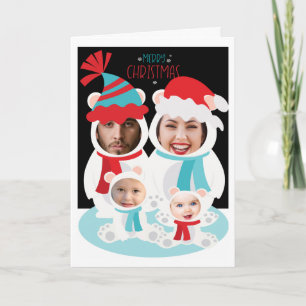 Photo Personalised Christmas Polar Bear Family Card