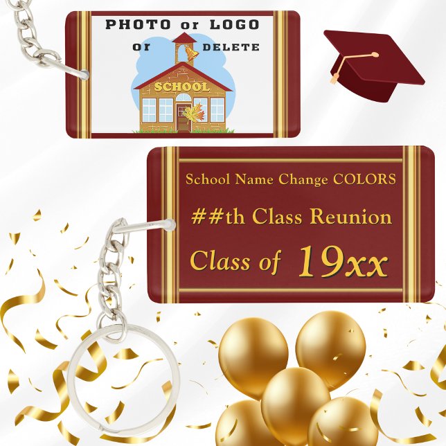 Photo Personalised Class Reunion Gifts, Souvenirs Key Ring (High School Reunion Souvenirs. Personalized class reunion keychains. 50 year High school reunion.)