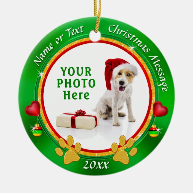 Photo, Personalised Dog Christmas Tree Ornaments (Front)