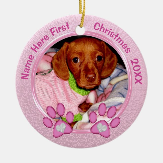 Photo Personalised Dogs First Christmas Ornament (Front)