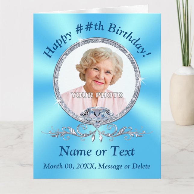 Photo Personalised, Elegant Birthday Cards for Her (Front)