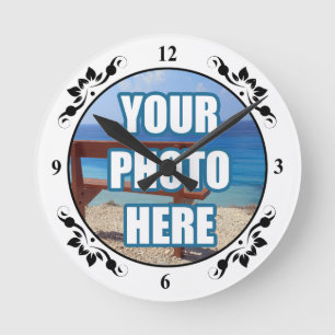 Photo Personalised Fancy Frame Round Clock