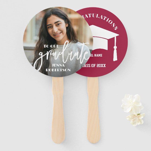 Photo Personalised Graduate Hand Fan (Front and Back)