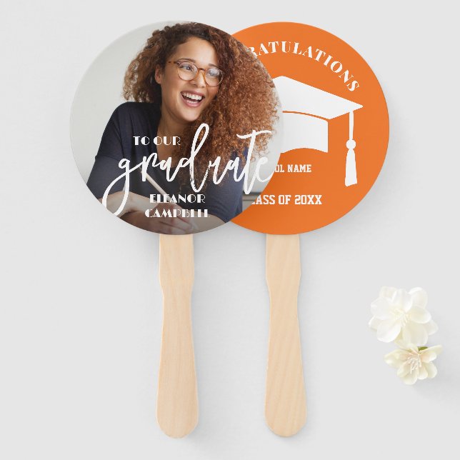 Photo Personalised Graduate Hand Fan (Front and Back)