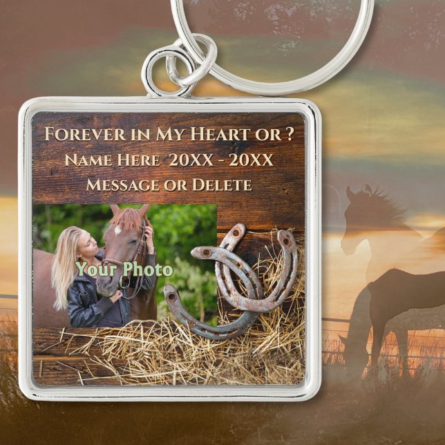 Photo Personalised Horse Remembrance Gifts, Horse Key Ring (Photo Personalized, Horse Memorial Gifts. Horse memorial keychain in various shapes, sizes, prices. )
