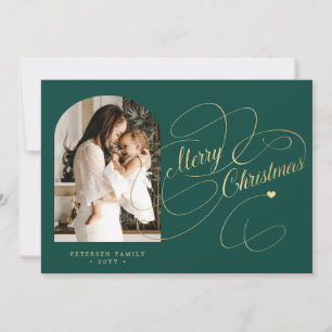 Photo personalised Merry Christmas elegant script Holiday Card