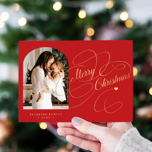 Photo personalised Merry Christmas elegant script Holiday Card