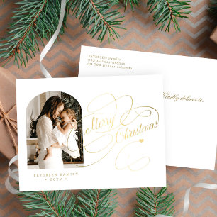 Photo personalised Merry Christmas elegant script Holiday Postcard
