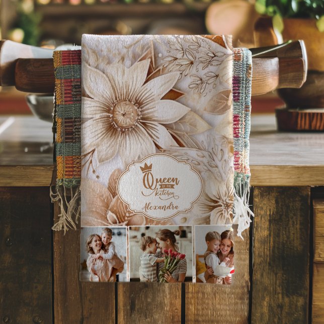 Photo Personalised Mum Queen of the Kitchen Tea Towel (Creator Uploaded)