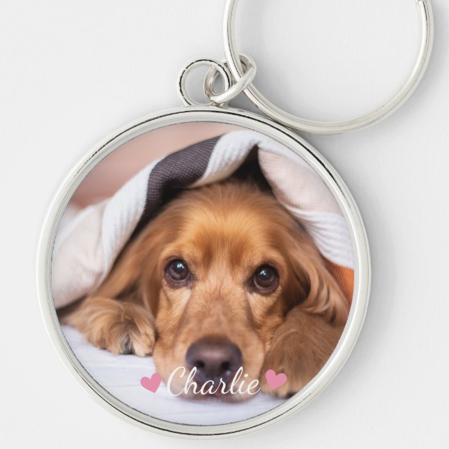Photo Personalised Name Pet  Key Ring (Front)