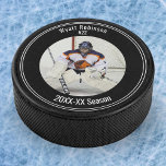 Photo Personalised Player Ice Hockey  Hockey Puck<br><div class="desc">With a personalised photo,  club name,  jersey number,  and team colours,  this is an excellent way to commemorate a player's successful season.</div>