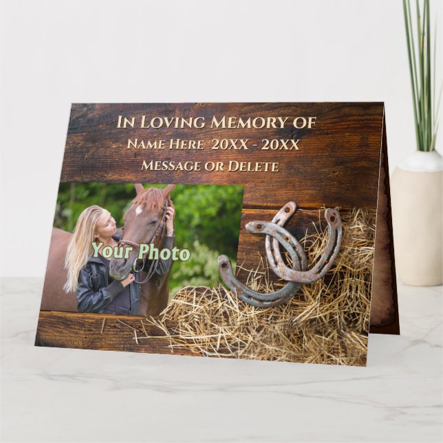 Photo Personalised Rustic, Horse Sympathy Cards (Front)