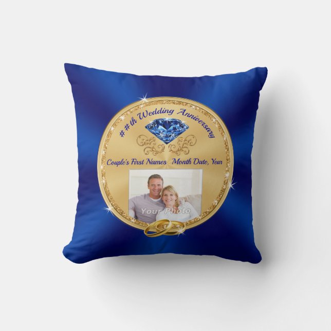 Photo Personalised Sapphire Anniversary Parents Cushion (Front)