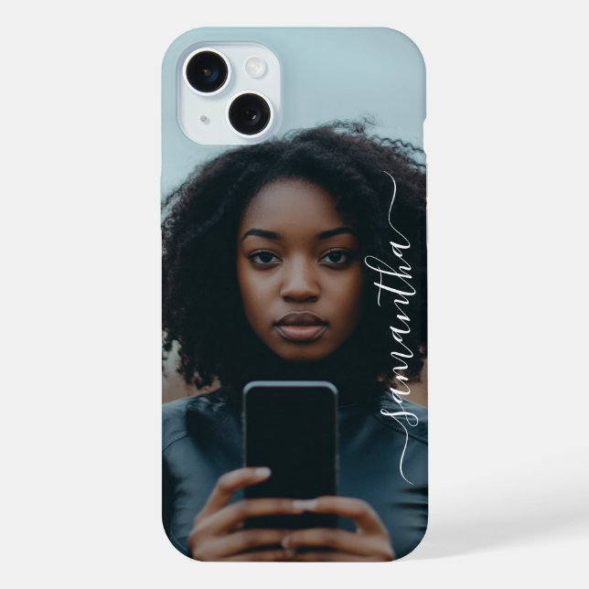 Photo Personalised Script name iPhone Case (Back)