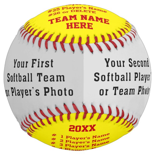 Photo Personalised Softball, All Player's Names Softball (Front)