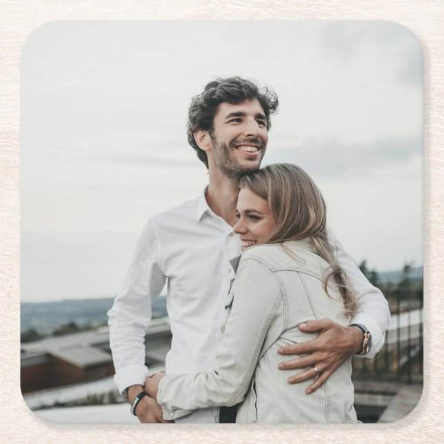 Photo Personalised Square Paper Coaster (Front)