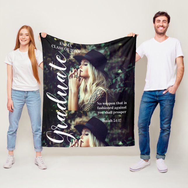 Photo Personalised Text Graduate Bible Scripture   Fleece Blanket (In Situ)