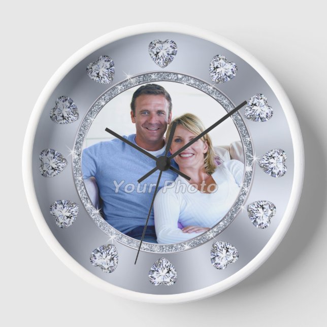 Photo, Personalised Wall Clock Wedding Gift,  (Front)
