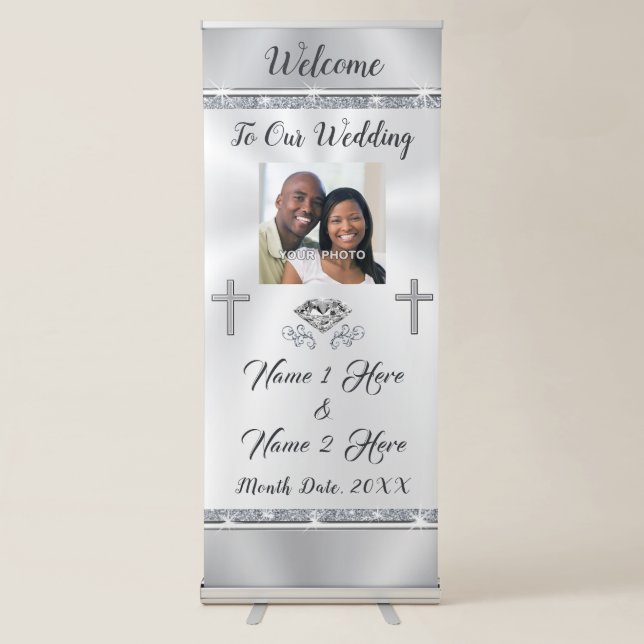 Photo Personalised Wedding Banners for Church (Front)