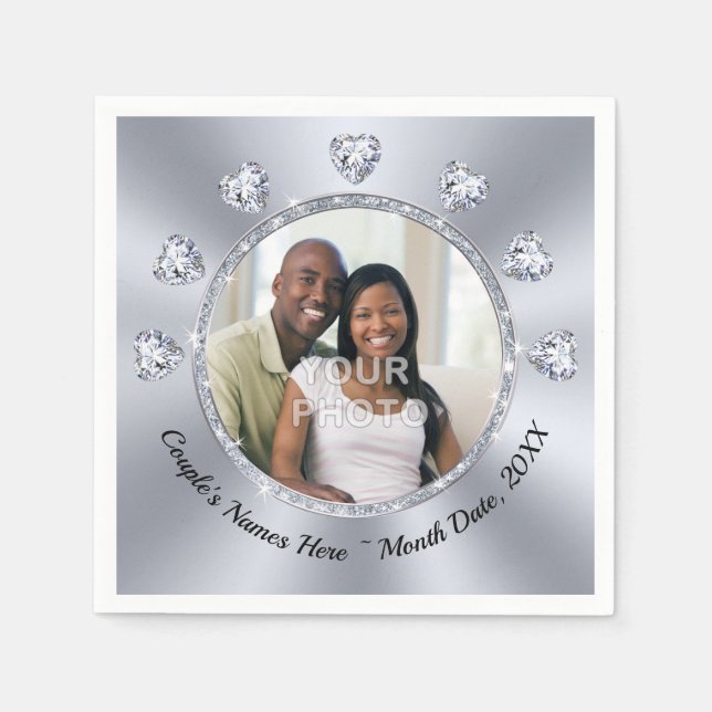 Photo, Personalised Wedding Napkins BULK, 3 Sizes (Front)