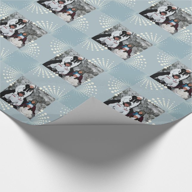 Photo personalised Winter Blue Wrapping Paper (Corner)