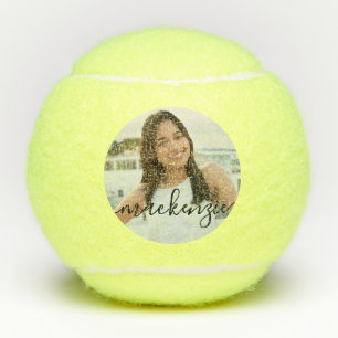 Photo Personalised with Script Name Tennis Balls