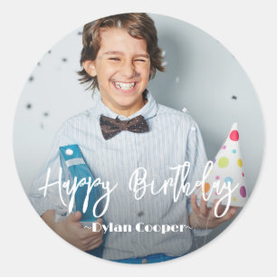 Photo Personalized Birthday Classic Round Sticker