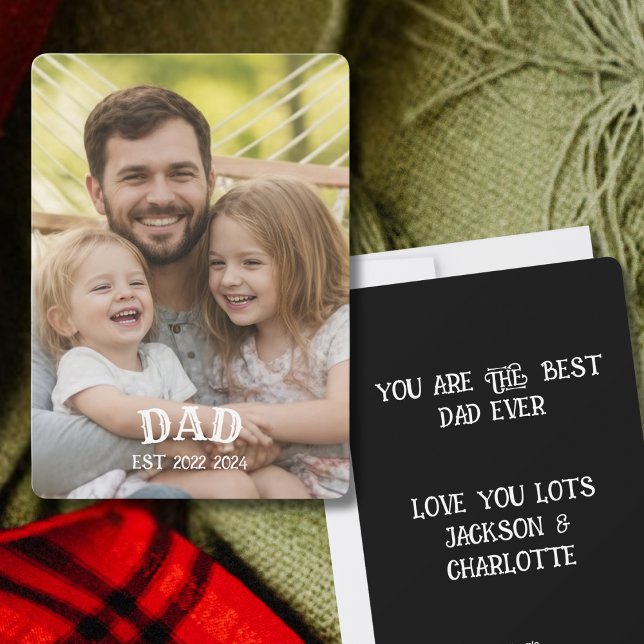Photo Personalized Dad Est  Holiday Card (Creator Uploaded)