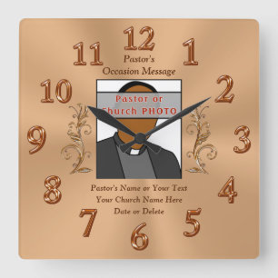 Photo, Personalized Pastor Anniversary Gift Ideas Square Wall Clock