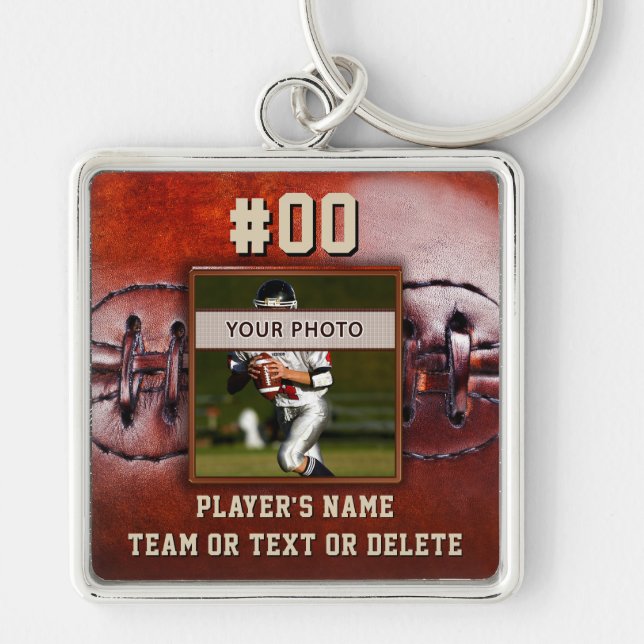 Photo Personalized Senior Football Player Gifts Key Ring (Front)