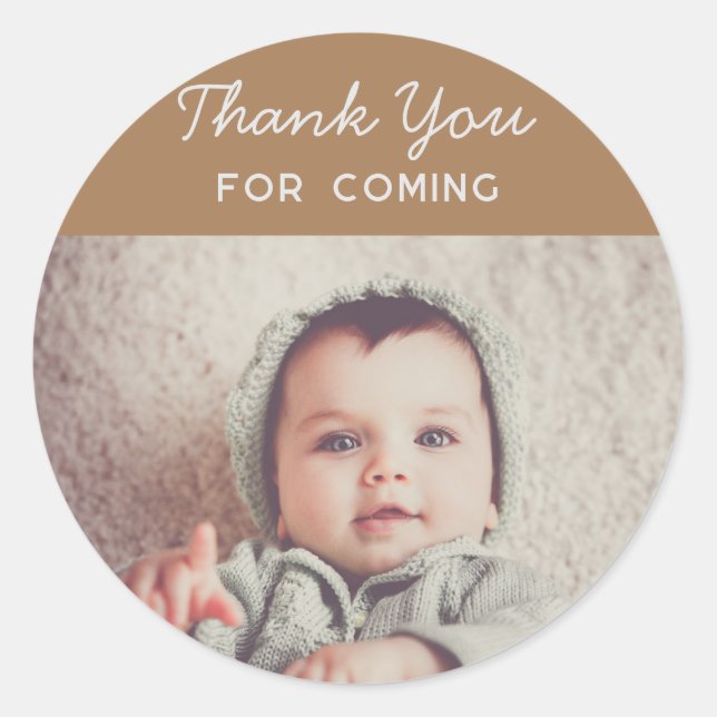 photo personalized thank you for coming birthday classic round sticker (Front)