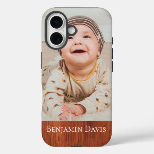 Photo Personalized Woodgrain  iPhone 16 Case