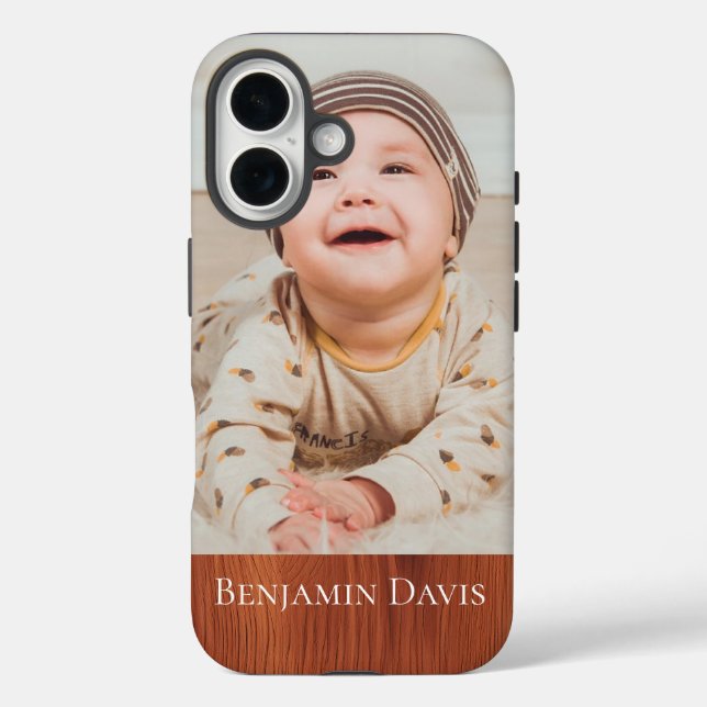 Photo Personalized Woodgrain  Case-Mate iPhone Case (Back)