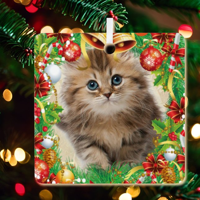 Photo Pet Christmas Cat Kitten Name Metal Tree Decoration (Creator Uploaded)