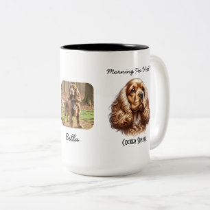 Photo Pet Cocker Spaniel Personalize Two-Tone Coffee Mug