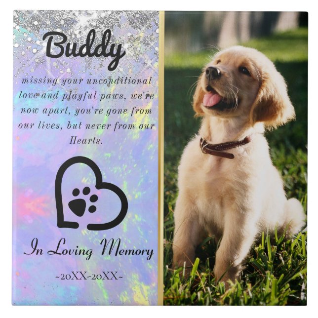 Photo Pet Loss Memorial Dog | Cat Sympathy Tile (Front)