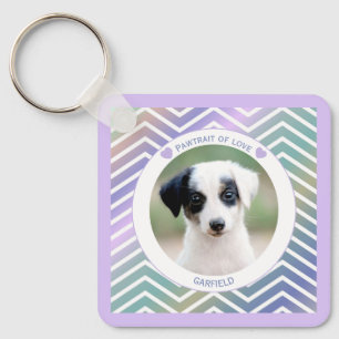 photo pet lovers modern stripes love dogs key ring
