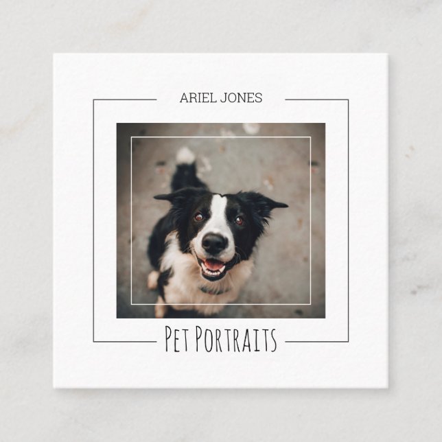 Photo Pet Portraits Photography Square Business Card (Front)