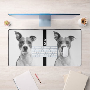 Photo Pets Dog Black & White Create Your Own  Desk Mat