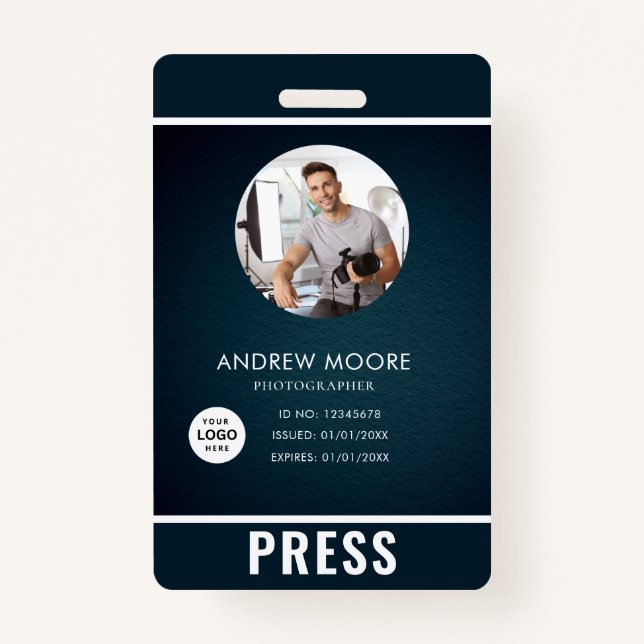 Photo Photographer Press Badge ID Badge (Front)